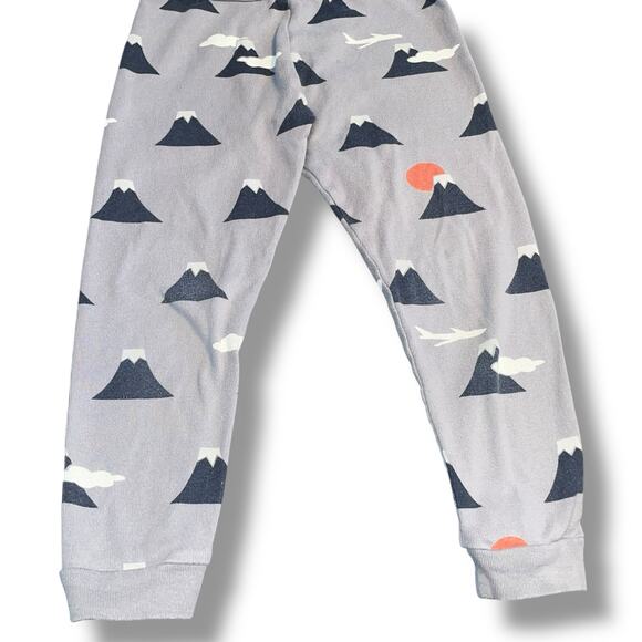 Tea Collection Kids Sz 4 Pajama Bottoms Goodnight Jogger Pants Mount Fuji Gray - Picture 5 of 10